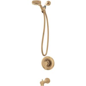 Moen Meena Bronzed Gold Single Handle Modern Shower Faucet with Handshower and Tub Spout for Bathtub, Valve Included, 82618BZG