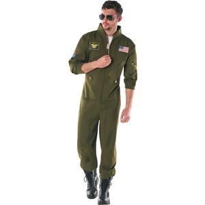 Fun Shack Flight Suit Costume for Men, Air Force Jumpsuit, Mens Fighter Pilot Outfit, Aviation Costume for Adults, Medium L