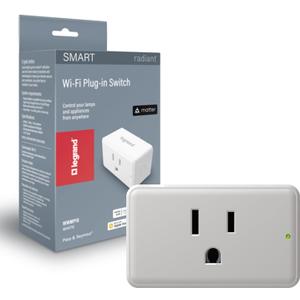 Legrand Radiant Wi-Fi Matter Smart Plug Matter Hub Required 15A, Easy Setup, Enhanced Compatibility with Apple HomeKit, Google Home, Alexa & SmartThings, Easy Wi-Fi Connectivity w/Matter (1 Pack)