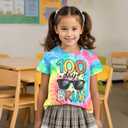 LUKYCILD Kids 100 Days of School Shirts 100 Days Celebration Tshirt Toddler Funny Letter Print Tee Top Boys Girls Outfits (3-4T, Tie Dye)