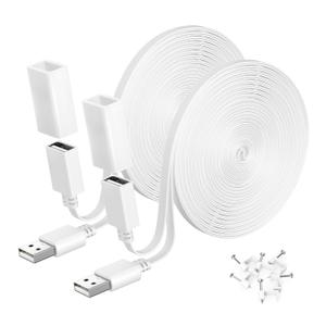 Itramax 2Pack 20FT Wyze Camera Extension Cable,USB Extension Cable Cord Compatible with Ring,WYZE Cam V4 V3,OG,Blink XT,Blink 4(4th Gen),Mini 2,Google Nest,Flat Weatherproof Power Extender Cable Wire (20FT/6M, White)