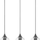 VONLUCE Pendant Lights Kitchen Island, Matte Black Pendant Light Fixtures with E26 Base & Adjustable Cable, Modern Pendant Lighting with Glass Shade for Living Room Bedroom Hallway, 3 Packs