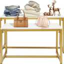 2-Piece Set Gold Modern Nesting Tables, Metal Shoe Handbag Retail Display Racks, Metal Display Riser Shelf for Shoes, Handbags, Home, Clothing Shops, Retail Stores, 100cm x 40cm x 56cm