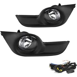 Driving Fog Lights Lamps Replacement for Nissan Altima 2013 2014 2015 with H11 12V 55W Halogen Bulbs & Chrome Black Bezel & Universal Switch and Wiring Kit (Clear Lens)