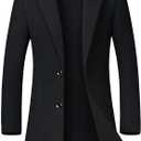 Men's Winter Coat Trench Overcoat Wool Blend Casual Single Breasted Mid-Long Pea Top Jacket (Medium, Black)