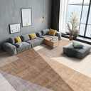 10x14 Washable Area Rug for Living Room - Non-Slip Geometric Rugs Tan Beige