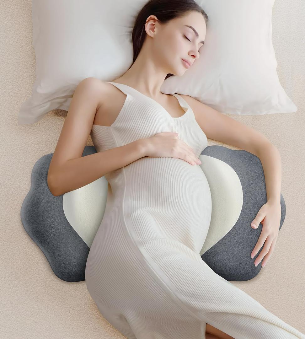 Pregnancy Pillows for Sleeping, Memory Foam Maternity Pillow Support for Back Belly HIPS, Adjustable Travel Wedge Pillow for Pregnant Women, Side Sleeping Pregnant Pillows with Velvet Cover (Material Type Velvet, Grey)