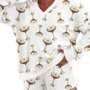 AKEWEI Womens Pajama Sets V Neck Long Sleeve Top and Shorts Cozy Loungewear with Pocket (X-Large, White Wine Glass Print)