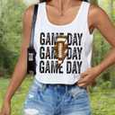Women's Casual Game Day Shirts Trendy Football Cropped Tank Tops Cute Graphic Crop Tops for Teen Girls (XL)