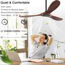 QUTWOB 60" Wood Ceiling Fan No Lights with Remote Control，Wooden 3 Blades Ceiling Fans Without Light for Patio,Garage,Living Room,Bedroom,Office,Indoor/Outdoor(Black+Dark Walnut)