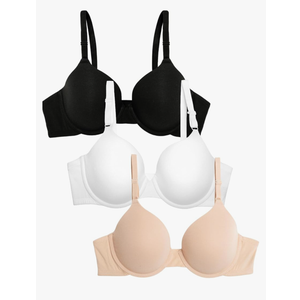 Fruit of the Loom Women's Smooth Cotton T-Shirt Bra Pack - Ultra-Soft, Flexible, and Invisible Under Tees, 38C