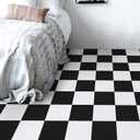 Alow Peel and Stick Floor Tile, 30pcs Self-Adhesive Peel and Stick Flooring, Black and White Vinyl Flooring Waterproof Suit for Kitchen,Toilet RV and More12inX12in