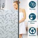 Frosted Glass Window Film with Elegant Flower Design, Bathroom Window Privacy Film for Glass Windows Cover, Static Cling, Removable, Reusable, Anti-UV, Anti-Glare, 35.4 Inch * 157.4 Inch