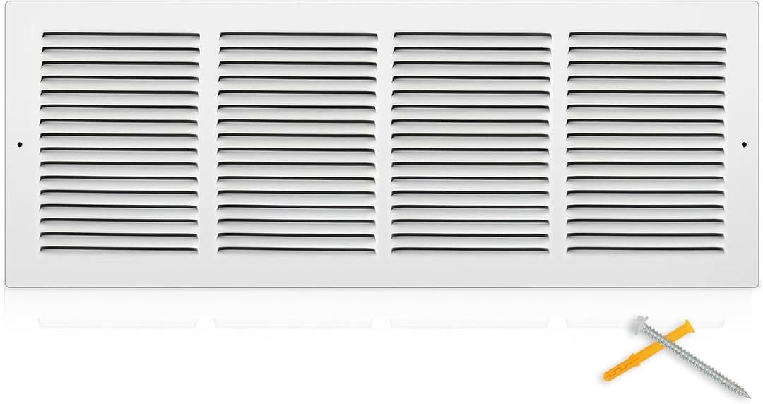 24x8 Steel Return Air Grille, HVAC Vent Cover, 0.7cm Overall Depth, 24''Wx8''H [Duct Opening]