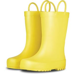 Lone Cone Premium Natural Rubber Rain Boots for Toddlers and Kids with Solid Design (Sunshine Yellow)
