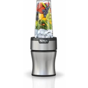 Ninja BN301 Nutri-Blender Plus Compact Personal Blender, 900-Peak-Watt Motor, Frozen Drinks, Smoothies, Sauces & More, (3) 20 oz. To-Go Cups, (2) Spout-Lids (1) Storage-Lid, Dishwasher Safe, Silver