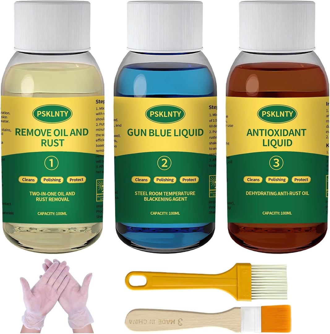 Gun Bluing Kits Liquid Gun Blue Finishing Rust Removal Lubrication All-Inclusive Kit for Gun Cleaning Maintenance and Preservation 10 oz