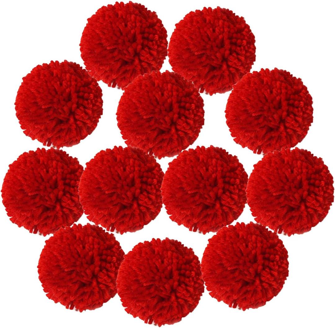 XFYUZR Yarn Pom Poms for Hats Giant Pom Pom Ball 8CM-3INCH Party Supplies Handmade Craft Decorative Accessories (Red)