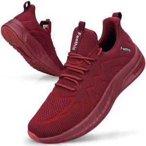 Feethit Mens Non Slip Walking Sneakers Lightweight Breathable Slip on Running Shoes Athletic Gym Tennis Shoes for Men (12, Burgundy)