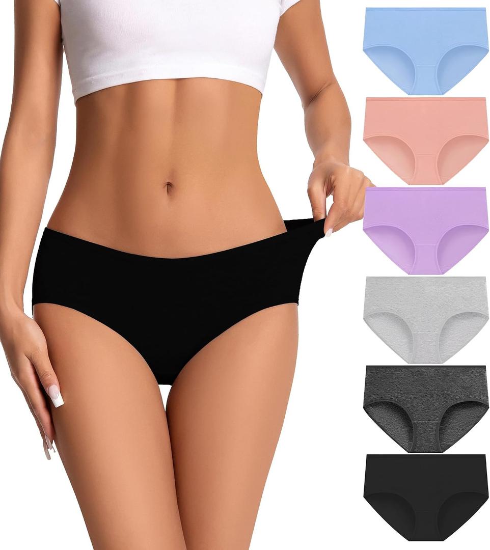 Dmuveo Womens Underwear Cotton Soft Hipster Full Coverage Ladies Stretch Panties (M)