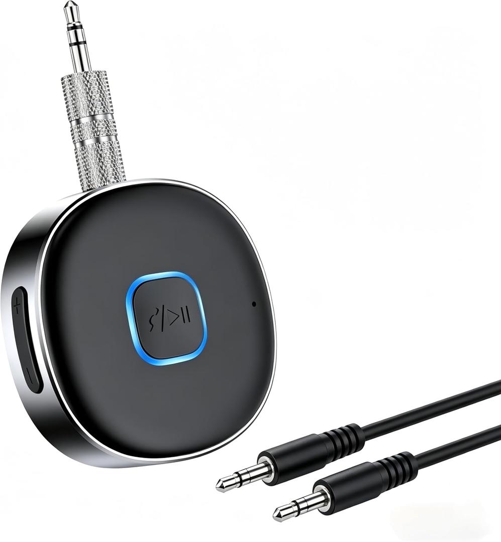 Bluetooth Receiver, LAICOMEIN Portable 3.5mm Aux Car Adapter, Bluetooth Wireless Audio Receiver for Car/Home Stereo/Wired Headphones/Speaker, 16H Battery Life
