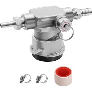 Low Profile Keg Coupler, 304 Stainless Steel D System Keg Coupler Space Saving Twist-Activated Homebrew Sankey Keg Tap with Safety Pressure Relief Valve and Connection Tape and Hose Clamp