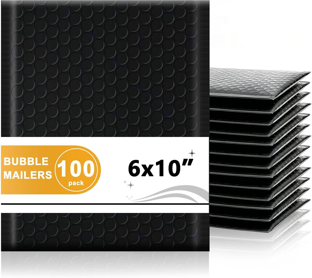 Yeplan 6x10 Inch Bubble Mailers, 100 Pack Self Seal Padded Envelopes | Usable Size 6x9" Durable Waterproof Padded Mailers for Small Business, Jewelry, Makeup, Shipping Small Items and Cards