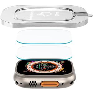 SWUU 2 Pack Tempered Glass Screen Protector with Auto-alignment Installation Frame Compatible with Apple Watch Ultra 3/Ultra 2 /Ultra Screen Protector 49mm, Waterproof HD Film for iWatch Ultra Clear