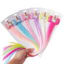 SVNMU 6pcs Colorful Unicorn Hair Extensions for Little Girls Ombre Color Hair Clips Kawaii Hair Accessories for Kids Birthday Gift, Princess Costume Dress Up, Party Favors(Unicorn-Clips)