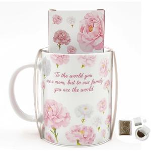 2 x Mom Mug Gift Mother Birthday Gifts, Best Mama Gifts,Floral Coffee Mug for Mother from Daughter&Son Funny You're Not Just a Mom, You're Our World Ceramic Cup, 12 Ounces