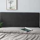 Headboard Cover for Queen Bed, Stretchy Velvety Headboard Slipcover, Dustproof Durable Protector Cover for Bed Headboard, Velvet Soft Fabric (Jet Black)