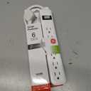 GE 6-Outlet Surge Protector, 2 Ft Extension Cord, Power Strip, 450 Joules, Twist-to-Close Safety Covers, UL Listed, White, 33656