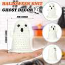 3 Pcs Halloween Crochet Ghost Decor Handmade Positive Cute Knitted Ghost Gifts Tiered Tray Decor Table Centerpieces for Halloween Home Shelf Mantel Tabletop Windowsill Funny Party Gifts