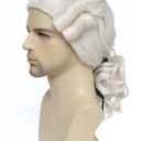 Men's 18th Century Colonial Judge Wig, George Washington Wig Lawyer Aristocrat Curly Costume Wig for Halloween Historical Theme Party (Beige)