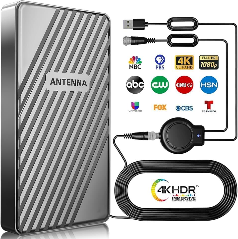 2200+ Miles Range TV Antenna, 2025 Upgraded Strongest Digital TV Antenna Outdoor with Amplifier Signal Booster, Support Smart TV and All Older TV's,for Local Channels-Support 1080p 4K 8K