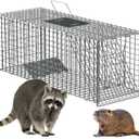 Foldable Humane Live Animal Trap Cage-30"x11.5"x11", Powder-Coated Alloy Steel Live Trap-Zip Ties -Squirrel Cage for Stray Cats, Raccoon, Squirrel, Mole, Opossum & Feral Cats