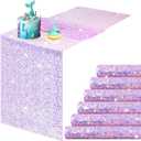 6 Pcs Iridescent Sequin Table Runner 12 x 72 Inch Mermaid Table Runner Glitter Sequin Sparkly Desk Cover for Wedding Birthday Party Ceremony Supplies Decor (Purple)