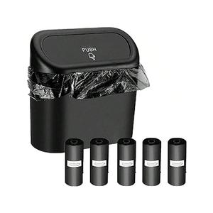 Leak-Proof Mini Car Trash Can with Lid & 5 Packs of 150 Garbage Bags - The Perfect Car Accessory!