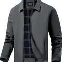 WHN Men's Lightweight Windbreaker Jackets Casual Coat Zip Up Laydown Collar Fall Spring Golf Work Dress Business Dark Grey L