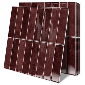 10 Sheets Upgraded Thicker Design Subway Tile Peel and Stick Backsplash,1212Self Adhesive Wall Tiles Stick on Back Splash for Kitchen,Bathroom,Camper(Vintage Red)