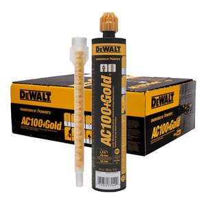 10 oz. Dewalt AC100+ Gold Quik-Shot Acrylic Epoxy Adhesive (Case of 12) 10 oz. Dewalt AC100+ Gold Quik-Shot Acrylic Epoxy Adhesive (Case of 12)