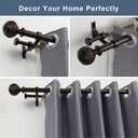 Double Curtain Rod, 1 inch Window Telescoping Drapery Double Rod 72 to 144 Inches (6-12 Feet), Classical Ball Finials,Premium Aluminum Brackets,Antique Bronze