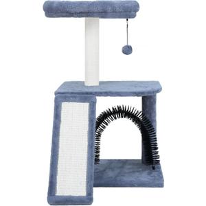 Xin Multifunctional Cat Tree for Indoor Kittens,Cat Tower with Scratching Posts and Scratching Pads,Cat Tree with Dangling Ball and Self-Grooming Brush,Grey (37.8" Grey)