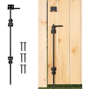 18" Cane Bolt Heavy-Duty Drop Rod for Gate, Gate Ground Latch for Wooden Fences Metal Gates Doors, Metal Gates Doors Stopper for Gate Ground, Wrought Iron Gate Latches, Black Finish(1 Pack)