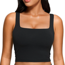 CRZ YOGA Butterluxe Womens Square Neck Longline Sports Bra - Workout Crop Tank Tops Padded Yoga Camisole with Built in Pads, Medium