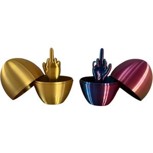 Middle Finger Easter Egg, Funny Adult Easter Gag Gift, Flip Off Prank Egg for Adults, Coworkers & Friends  Hilarious Easter Basket Stuffer & Easter Decor (Gold & Tri-Color, 2 Pack)