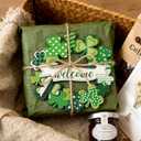 2 x St. Patrick's Day Wooden Shamrock Door Wreath 11"x10" - Handcrafted St. Patrick's Day Decoration, Irish Green Clover Ornament for Indoor Outdoor Home Party Welcome Sign