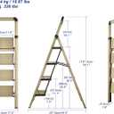 Step Ladder 4-Step Champagne Gold Finish Aluminum Folding Step Ladders,Anti-Slip Max 330 lbs