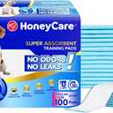 HONEY CARE All-Absorb, Large 22" x 23", 100 Count, Dog and Puppy Training Pads, Ultra Absorbent and Odor Eliminating, Leak-Proof 5-Layer Potty Training Pads with Quick-Dry Surface, Blue, A01