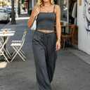 Yulaviniee Women 2 Piece Lounge Set Summer Outfits Top & Wide Leg Pants